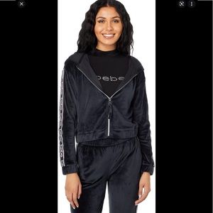 SOLD - Bebe Black Velour Hoodie - Medium